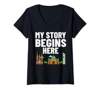 Donna Melbourne Australia City Skyline Mappa Viaggio Maglietta con Collo a V