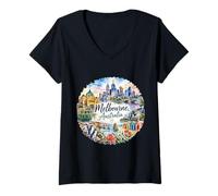 Donna Melbourne Australia Victoria Port Phillip bay Maglietta con Collo a V