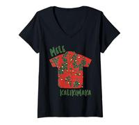 Donna Mele Kalikimaka Merry Christmas Hawaii Camicia Hawaiana Uomo Maglietta con Collo a V