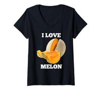 Donna Melone I Love Melon Maglietta con Collo a V