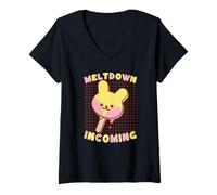 Donna Meltdown Incoming Cute Bunny Ice Pop Estate Maglietta con Collo a V