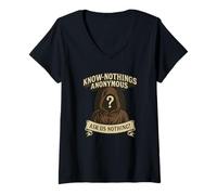 Donna Meme del punto interrogativo ammantato di Know-Nothings Anonimo Maglietta con Collo a V