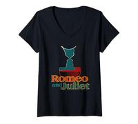 Donna Meme del Titolo di Romeo Giulietta Shakespeare Invecchiato Maglietta con Collo a V