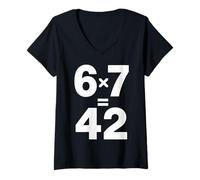 Donna Meme di Matematica 6 7 è 42 Vita L'Universo Tutto Insegnante Maglietta con Collo a V