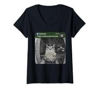 Donna Meme Divertente con Gatto There is Motion at Your Front Door Maglietta con Collo a V