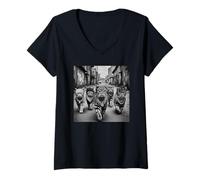 Donna Meme Divertente degli Anni '90 di Gang of Feral Street Cats Maglietta con Collo a V