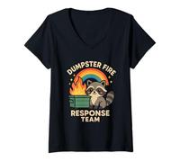Donna Meme Divertente del Dumpster Fire Response Team Kawaii Raccoon Maglietta con Collo a V