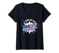 Donna Meme divertente della gioventù patriottica degli Stati Uniti Land of the Rizz Maglietta con Collo a V