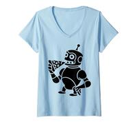 Donna Meme Divertente di Pizza Clanker Graphic AI Robot Maglietta con Collo a V