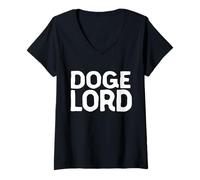 Donna Meme Doge Lord Dogecoin Maglietta con Collo a V