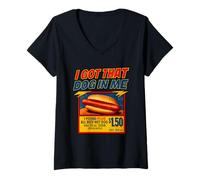 Donna Meme Hotdog I Got That Dog In Me Hot Dogs Combo Maglietta con Collo a V