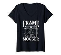 Donna Meme sull'anatomia della Palestra vitruviana Frame Mogger Maglietta con Collo a V