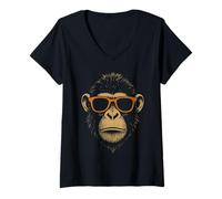 Donna Meme vintage sulla fauna selvatica Jungle Lovers Fantastica arte della faccia di scimmia Maglietta con Collo a V