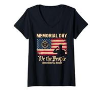 Donna Memorial Day We The People Remember & Honor Soldato Patriota Maglietta con Collo a V