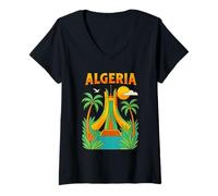 Donna Memoriale Martire Algeria Dz Souvenir Cultura di Algeri Maglietta con Collo a V