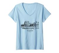 Donna Memphis, Tennessee, Paesaggio Urbano, Disegno Maglietta con Collo a V