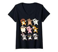Donna Men Women And Kids Dabbing Animals Wildlife Birthday Parties Maglietta con Collo a V