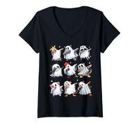 Donna Men Women And Kids Dabbing Animals Wildlife Halloween Party Maglietta con Collo a V