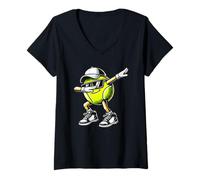 Donna Men Women And Kids Funny Dabbing Tennis Ball Sports Lover Maglietta con Collo a V