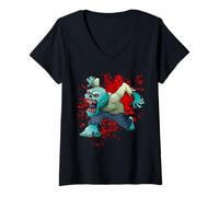 Donna Men Women Horror Scary Blood Halloween Zombie Fans Thriller Maglietta con Collo a V