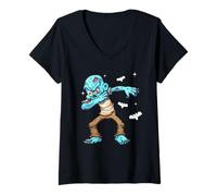 Donna Men Women Horror Scary Dab Halloween Zombie Fans Thriller Maglietta con Collo a V