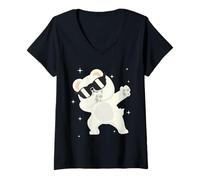 Donna Men Women Kids Funny Dog Dabbing Animals Wildlife Parties Maglietta con Collo a V