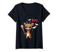 Donna Men Women Kids Trendy Funny Giraffe Boo Spooky Halloween Maglietta con Collo a V