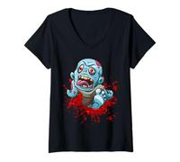 Donna Men Women Scary Horror Blood Halloween Zombie Fans Thriller Maglietta con Collo a V