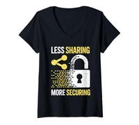 Donna Meno condivisione più Sicurezza dei Dati Privacy Cybersecurity Maglietta con Collo a V