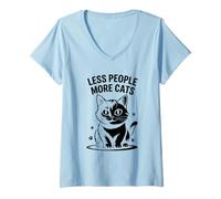 Donna Meno persone Più Gatti Amante dei gatti Feline Pet Miao Amore Gatti Maglietta con Collo a V