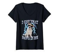 Donna Mens Retro Vintage Heavy Metal Rock Jack Russell Terrier Dog Maglietta con Collo a V