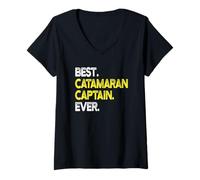 Donna Mens & Womens Best Catamaran Captain Ever Boat Lover Maglietta con Collo a V