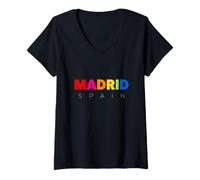Donna Men's Women's Colorful Madrid Spain Novelty Graphic Design Maglietta con Collo a V