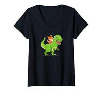 Donna Mens Womens Kids Boys Kawaii Dino Dinosaur Red Fox Lover Maglietta con Collo a V