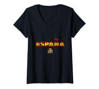 Donna Men's Women's Kids Cool Vintage Spain Flag Graphic Design Maglietta con Collo a V