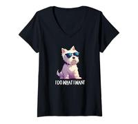 Donna Mens Womens Kids Funny Do What I Want Westie Dog Lover Maglietta con Collo a V