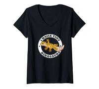 Donna Mens Womens Kids I Raise Tiny Dinosaurs Leopard Gecko Lover Maglietta con Collo a V