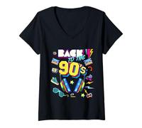 Donna Men's Women's Kids Vintage Retro Back To 90's Graphic Design Maglietta con Collo a V