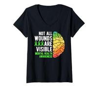 Donna Mental Health Awareness - Not all Wounds Are Visible Maglietta con Collo a V