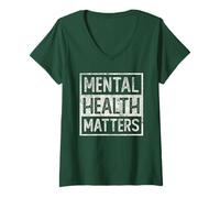 Donna Mental Health Matters Comportamentale Counselor Team Maglietta con Collo a V