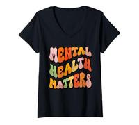 Donna Mental Health Matters Maglietta con Collo a V