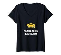 Donna Mente Mi Ho Laureato - Umorismo Italiano Laurea Mente Pensieri Maglietta con Collo a V