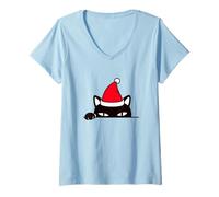 Donna Meow Cat Christmas Cool Novelty Graphic Tees & Cool Designs Maglietta con Collo a V