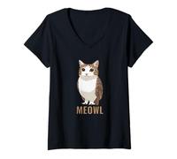 Donna Meowl Cat-Owl Meme Design - Internet Brainrot Culture Maglietta con Collo a V