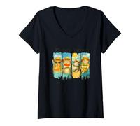 Donna Meowy Summer Vibes Gatti godono del sole Maglietta con Collo a V