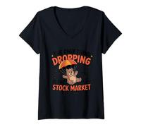 Donna Mercato azionario Bear Market Investire umorismo Maglietta con Collo a V