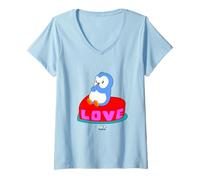 Donna Merce Ufficiale Pudgy Penguins | Tutto sull'amore | Pengu Maglietta con Collo a V