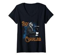 Donna Merce ufficiale Ray Charles Jazz - Seduto G Maglietta con Collo a V