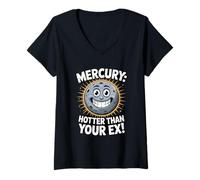 Donna Mercury: Hotter Than Your Ex - Divertente Planet Design Maglietta con Collo a V