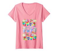 Donna Mermaid Mom Summer Coffee Mugs for Women And Hawaii Vacation Maglietta con Collo a V